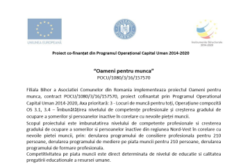 Anunț proiect „Oameni pentru muncă”